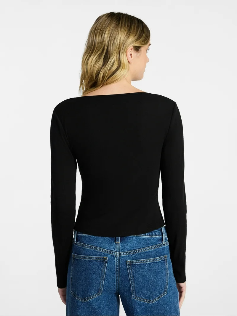 No Boundaries 90s Square Neck Top, Women’s XXS-XXL | Walmart (US)