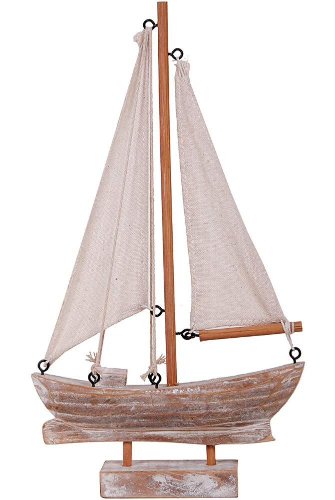 Wooden Sailboat Model Decoration, Mini Wood Sailing Boat Ship Model Handmade Rustic Vintage Beach... | Amazon (US)