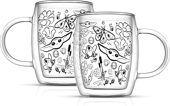 JoyJolt ‘Nature Friends’ Grogu Coffee Mug Set of 2 Double Wall Mug. 5.4oz Large Espresso Cups... | Amazon (US)