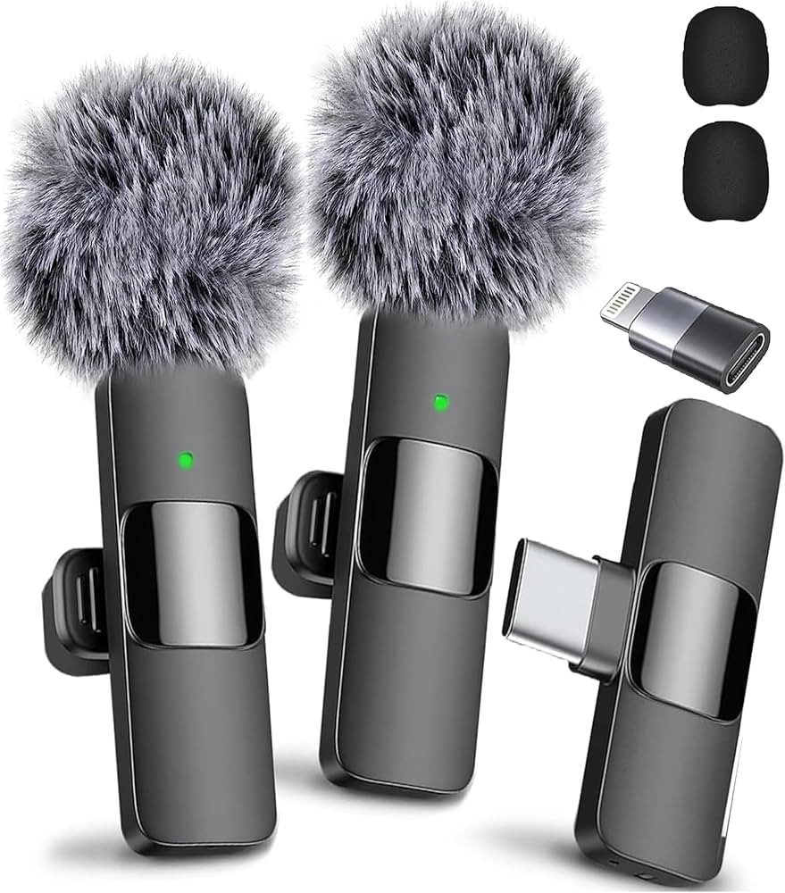 Wireless Microphone for iPhone, iPad, Android, Lavalier Microphone for Video Recording - 2 Pack i... | Amazon (US)