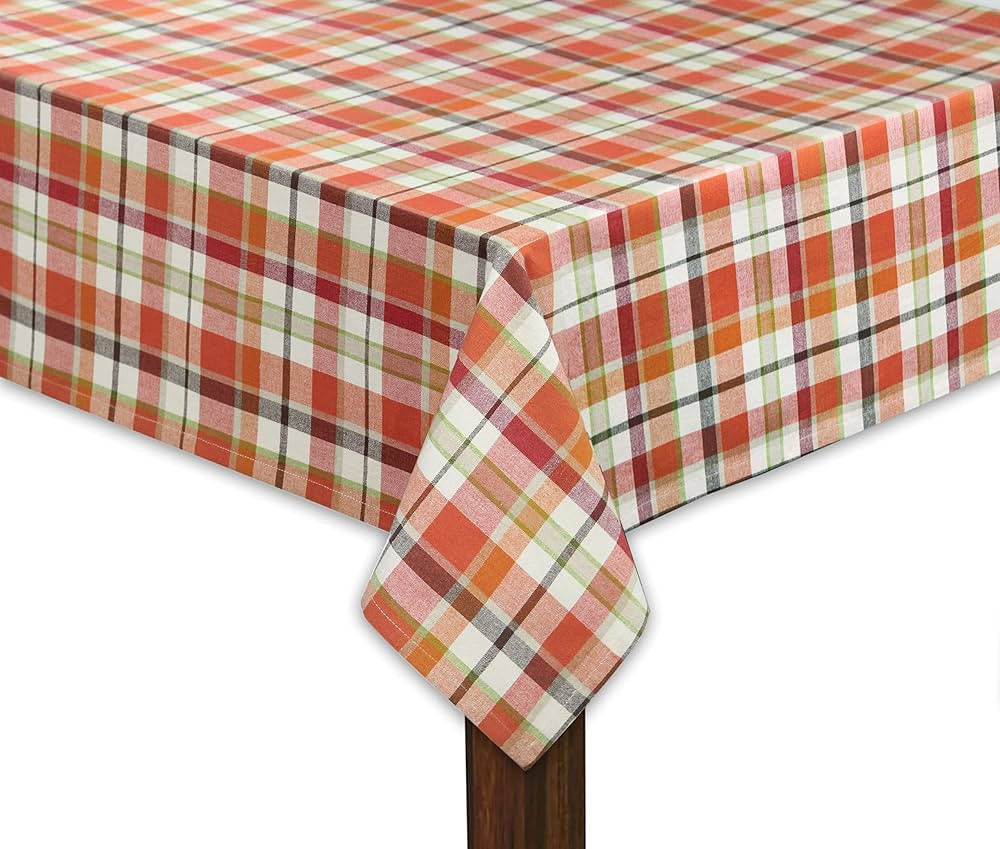 COTTON CRAFT Harvest Plaid Tablecloth - Fall Halloween Thanksgiving Christmas Holiday Party Celeb... | Amazon (US)