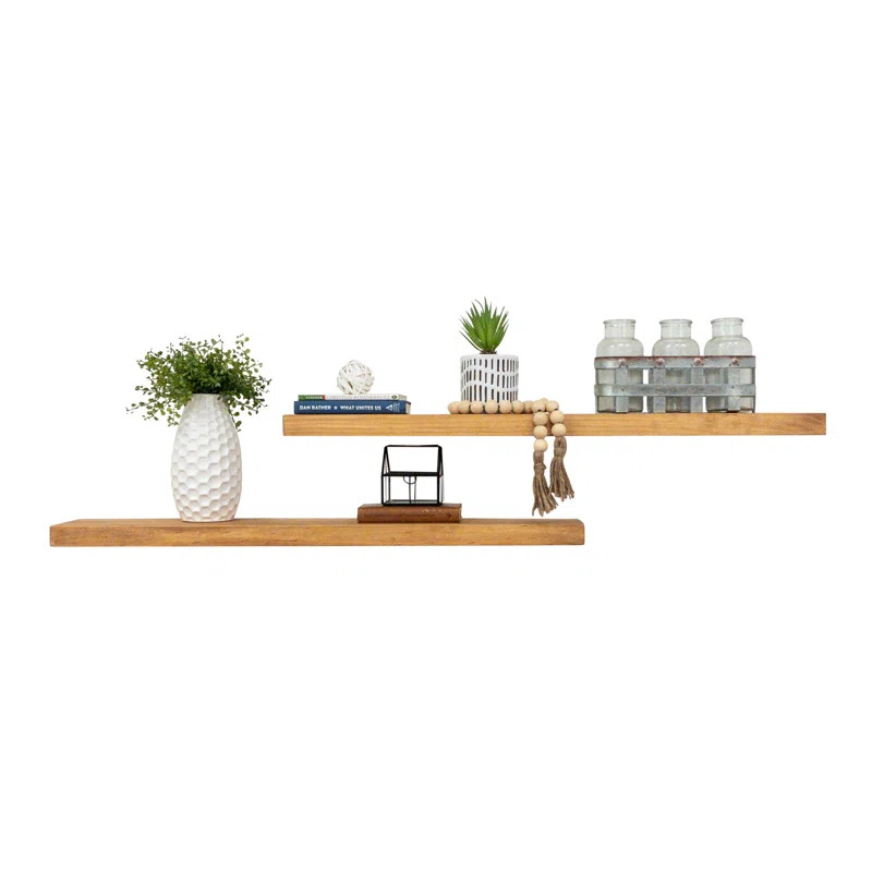 Grant 2 Piece Rectangle Pine Solid Wood Floating Shelf (Set of 2) | Wayfair North America