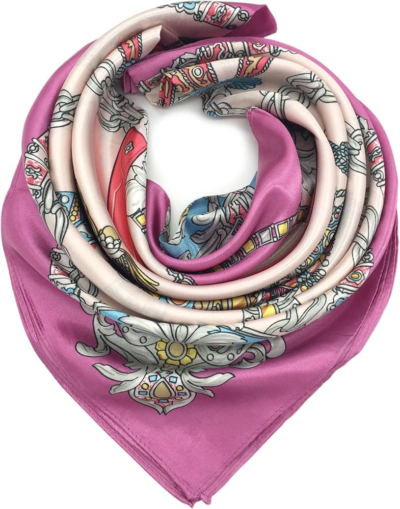 Silk Like Scarf Women's Fashion Pattern Large Square Satin Headscarf | Amazon (US)