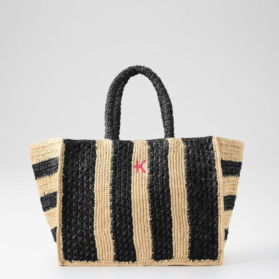 Harbour Island Striped Raffia Tote | Mark and Graham