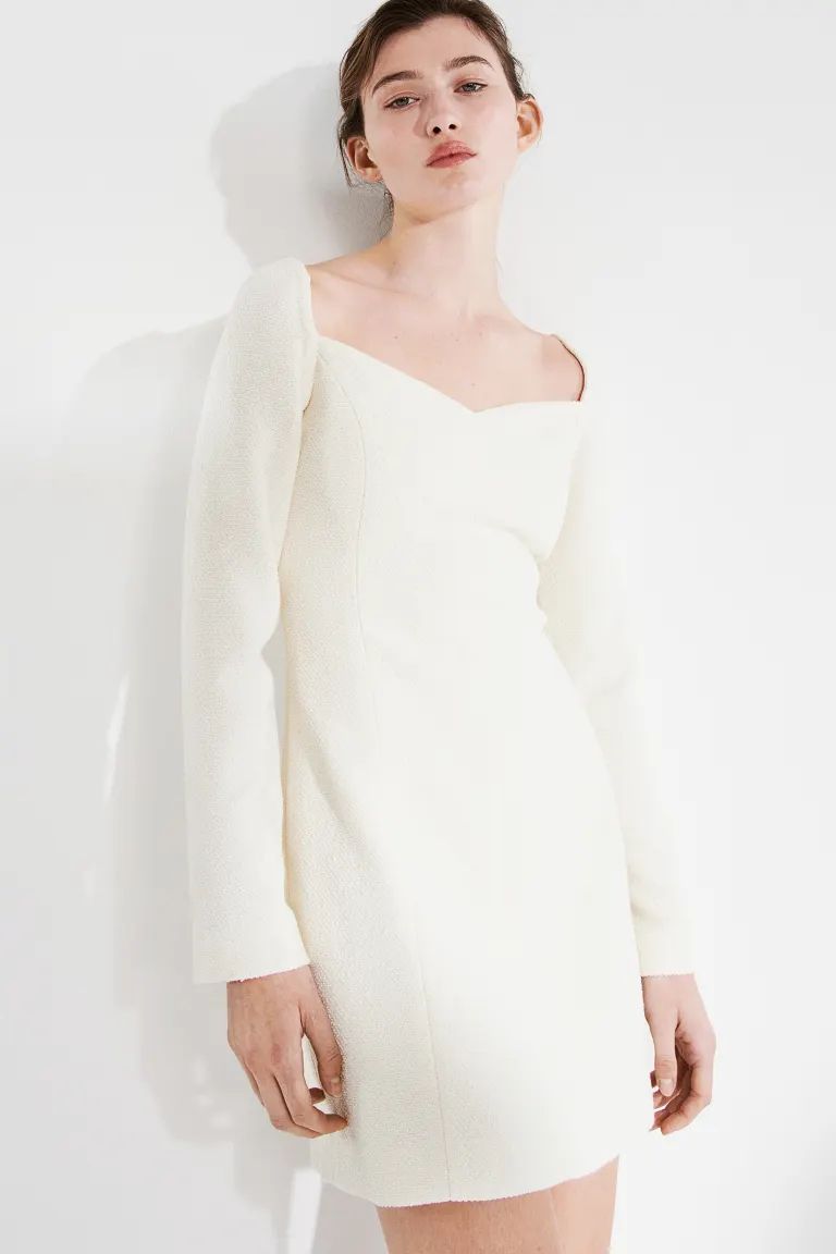 Bouclé Dress - Cream - Ladies | H&M US | H&M (US + CA)