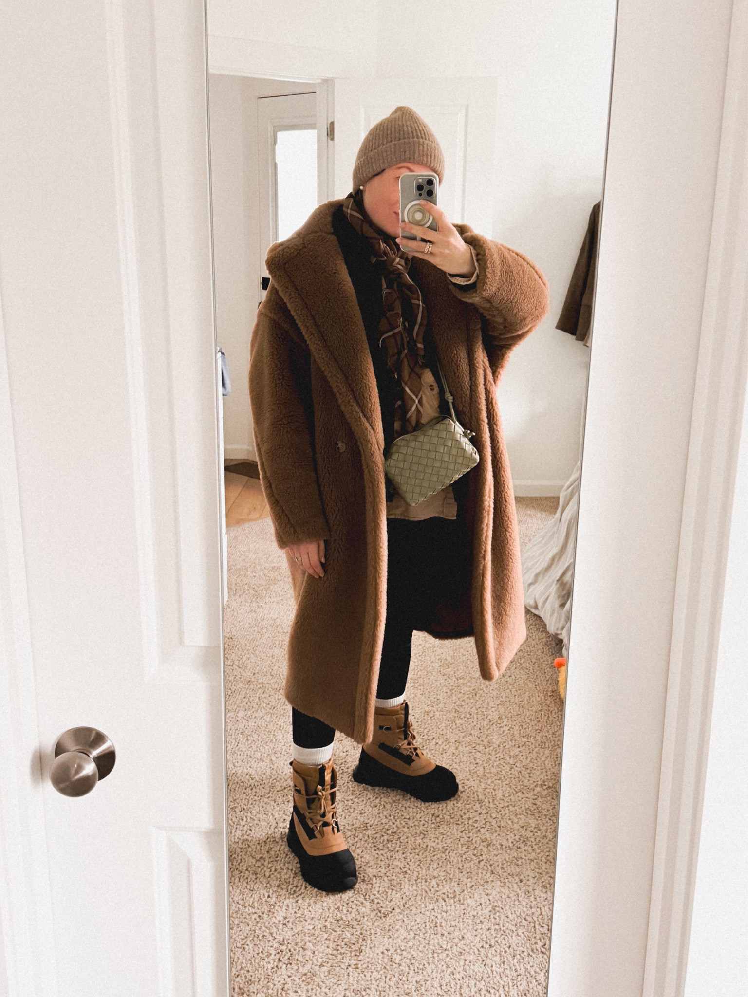 Walking my boys 🦮🦮 in the snow today ❄️❄️ and wearing Canada Goose Alliston boots, Max Mara Teddy coat, H&M maternity leggings, Orvis washable silk long sleeve shirt and lightweight scarf, Eileen Fisher boiled wool jacket. Bag: Bottega Veneta mini loop camera bag. 
Similar style snow boots: sorel winter carnival
More affordable Teddy coats: Madewell Teddy coat and Aritzia Teddy coat
Woven leather bag to check out: Bembien Madeleine bag. 
Perfect socks 🧦 for winter to wear with snow boots: Icebreaker hike + light crew sock in merino wool. 

#LTKSeasonal #LTKStyleTip #LTKFindsUnder50
