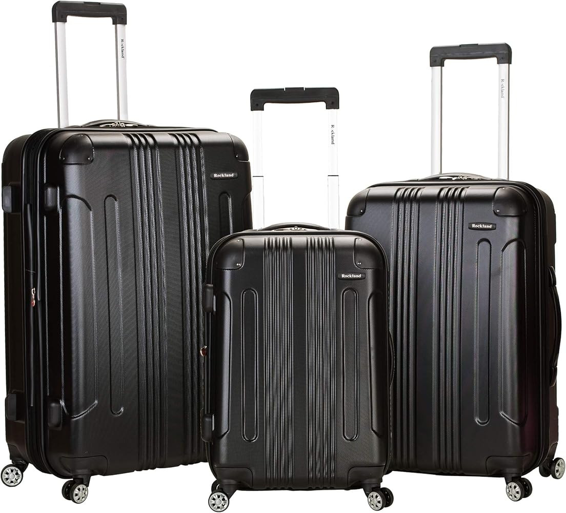 Amazon.com | Rockland London Hardside Spinner Wheel Luggage, Black, 3-Piece Set (20/24/28) | Lugg... | Amazon (US)