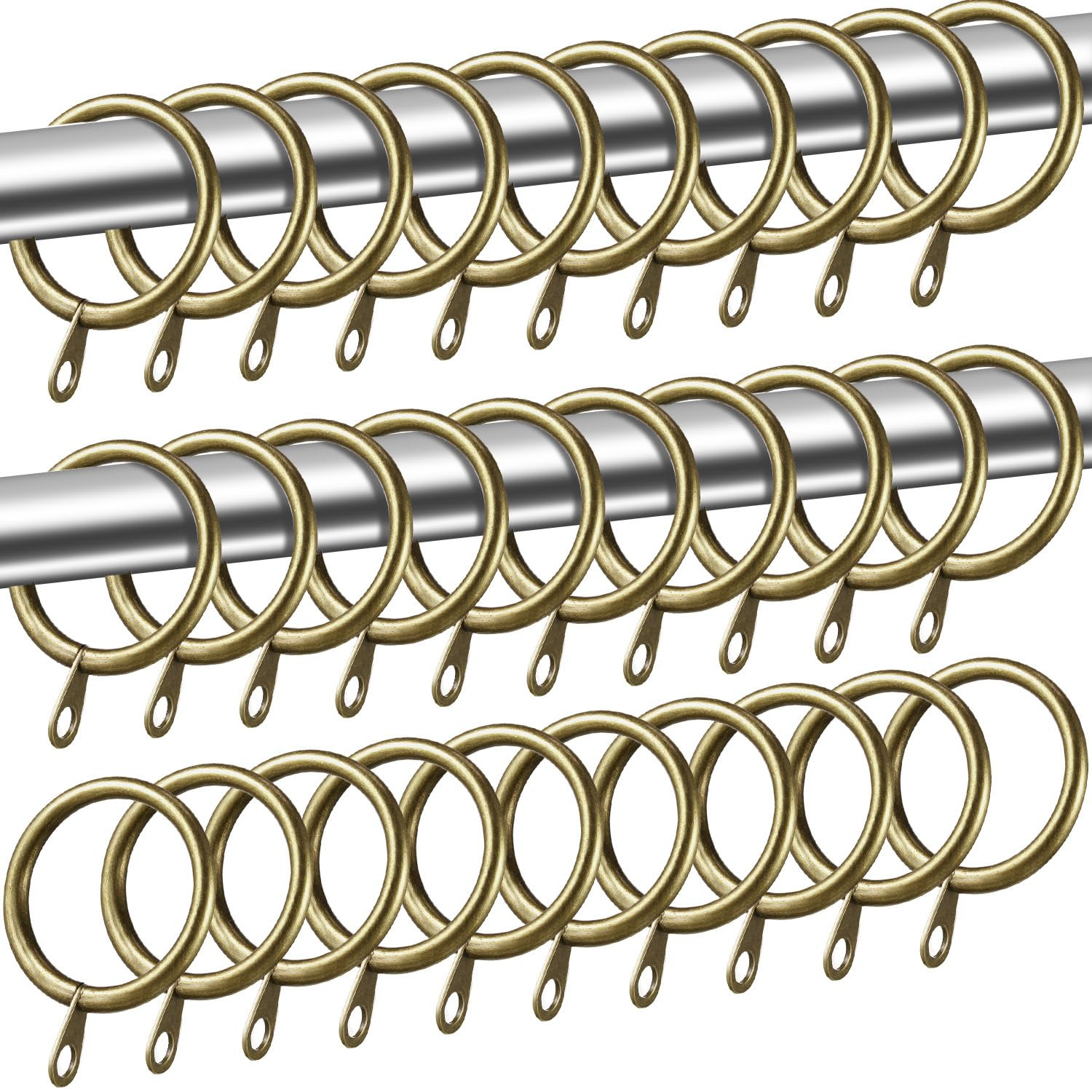 Shappy 40 Pack Metal Drapery Curtain Rod Rings with Eyelets Internal Diameter 0.98in Fits up to 0... | Amazon (US)
