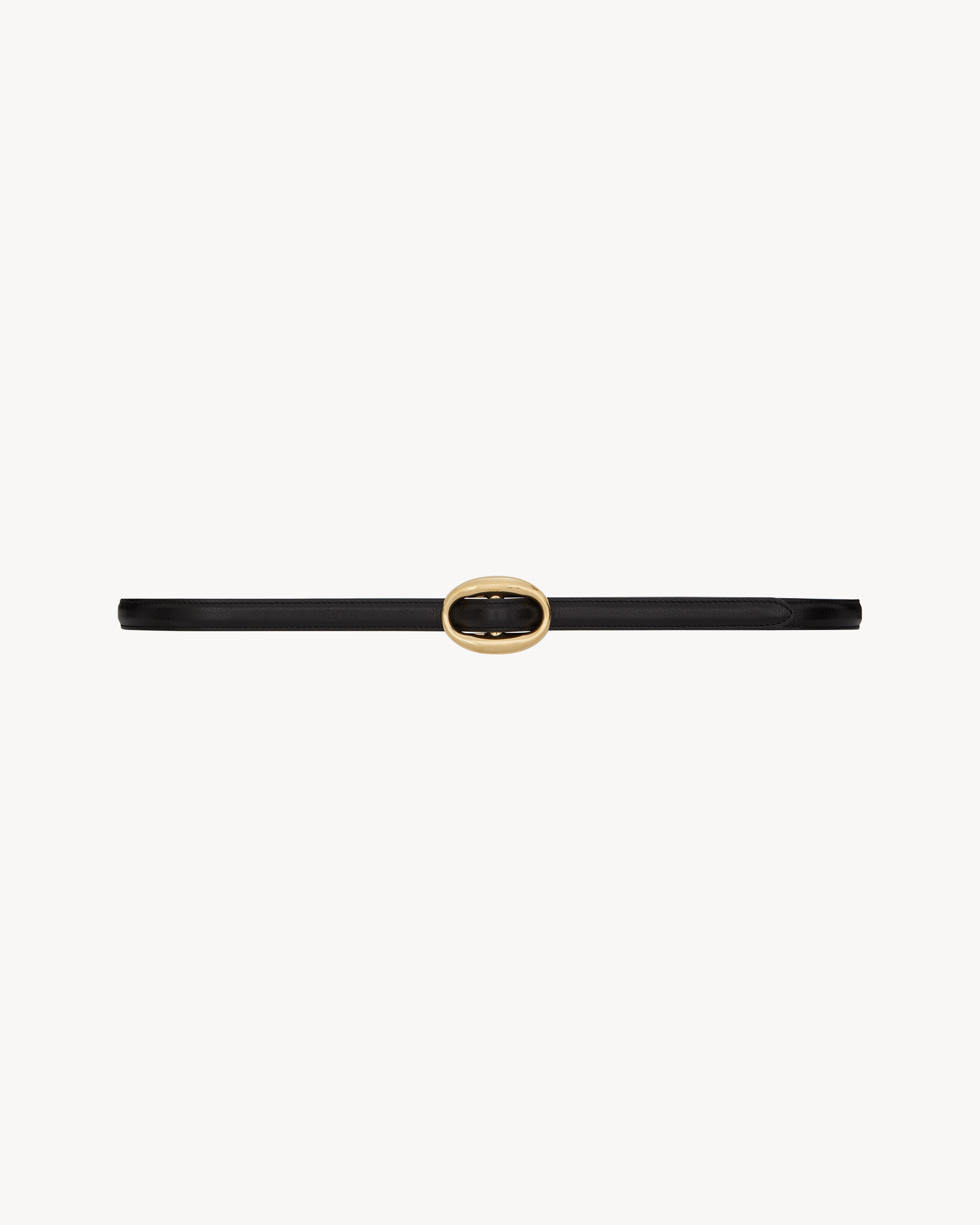 Saint Laurent Oval Buckle Thin Belt In Smooth Leather - Black - Women - 75 | Saint Laurent Inc. (Global)