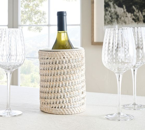 Tava Handwoven Rattan Wine Chiller | Pottery Barn (US)