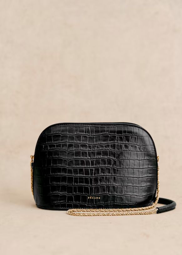 Sac Victor - Noir Croco - Cuir lisse bovin tannage végétal embossé crocodile - Sézane | Sezane Paris