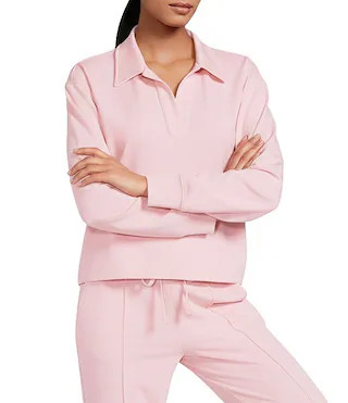 Coordinating Henley Long Sleeve V-Neck Collar Pullover Top | Dillard's