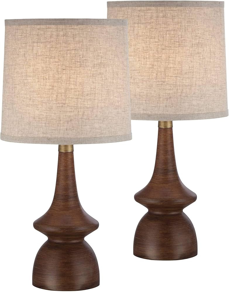 360 Lighting Rexford Mid Century Modern Table Lamps 24" Tall Set of 2 Walnut Brown Faux Wood Off ... | Amazon (US)