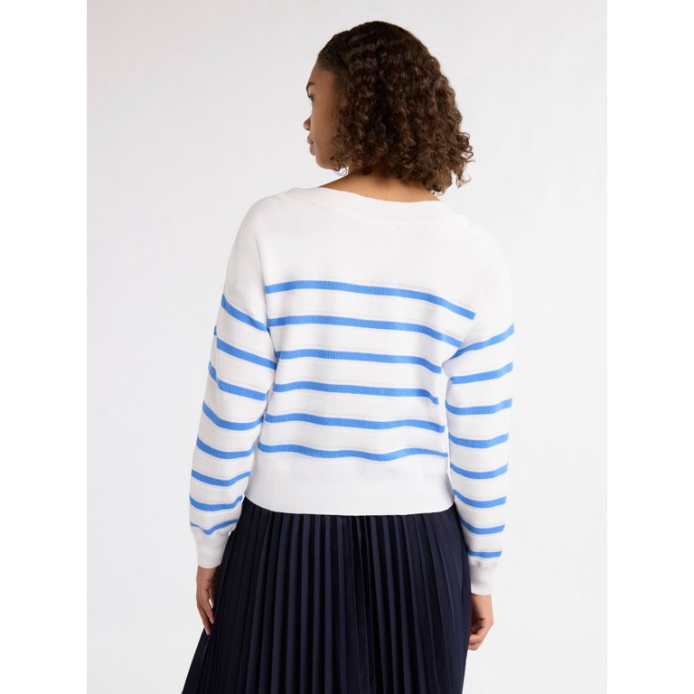 Free Assembly Women’s and Women's Plus Cropped Button Shoulder Sweater with Long Sleeves, Light... | Walmart (US)