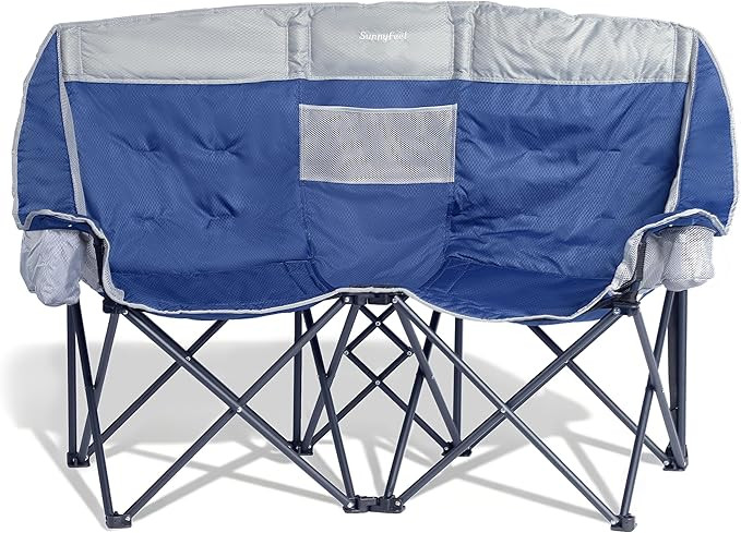 SunnyFeel Double Camping Loveseat Chair, Blue-Cooler, Foldable, Portable, Space Saving, Side Pock... | Amazon (US)