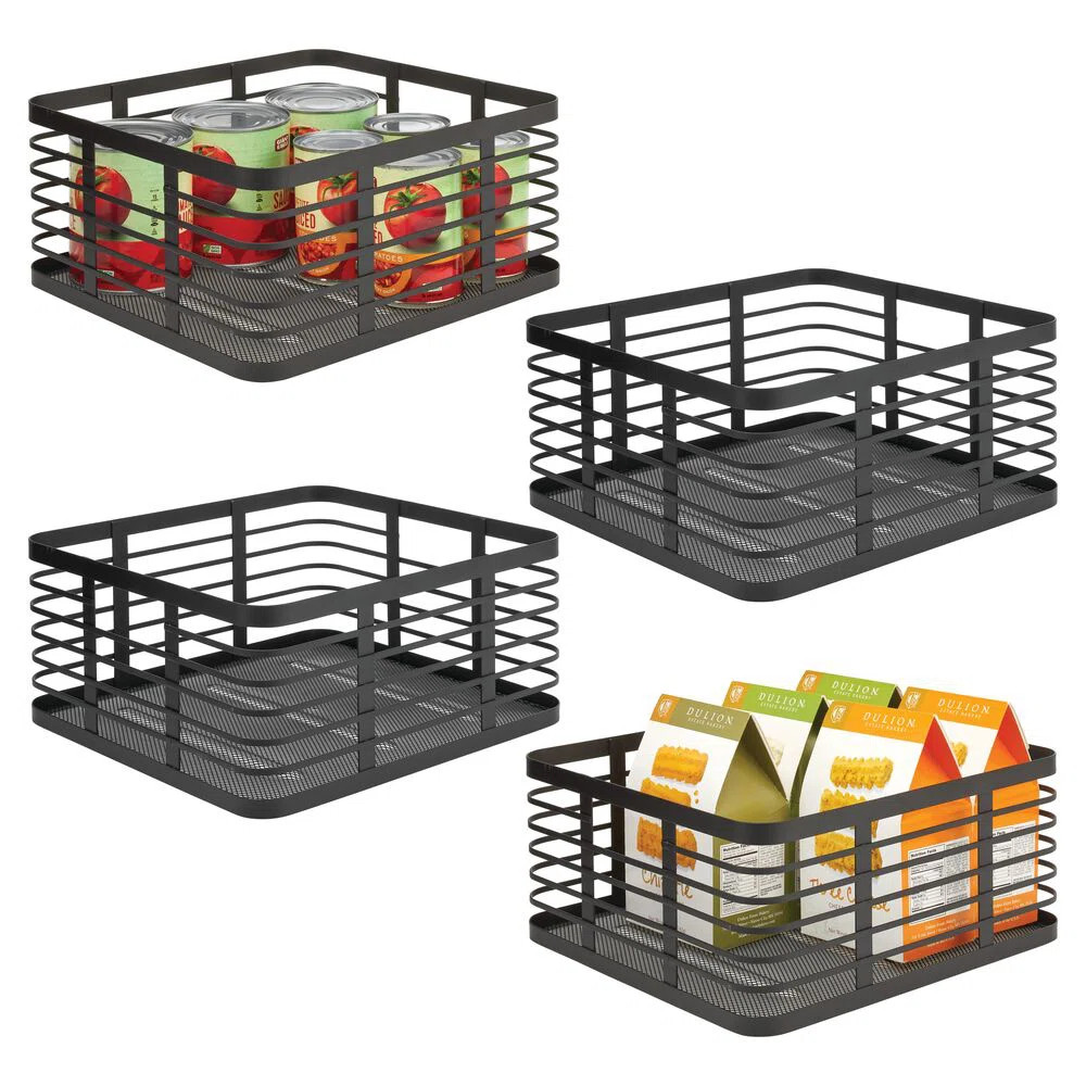 Metal Pantry Basket with Handles - Pantry Storage Baskets for Fruits and Vegetables - Set of 4 (S... | Wayfair North America