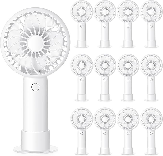 12 Pcs Mini Portable Fans Bulk White Handheld Fans with Base USB,3 Speed Personal Rechargeable Li... | Amazon (US)