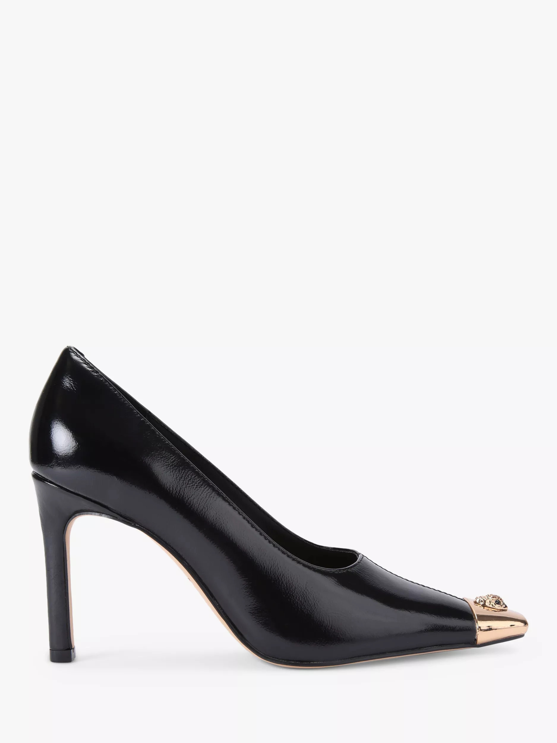 Kurt Geiger London Regent Patent Leather Stiletto Heel Court Shoes, Black | John Lewis (UK)