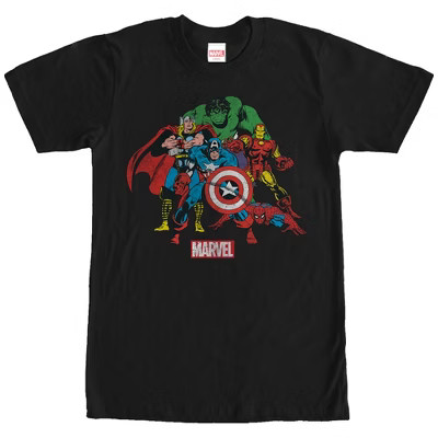 Men's Marvel Avengers Group  T-Shirt - Black - X Large | Target