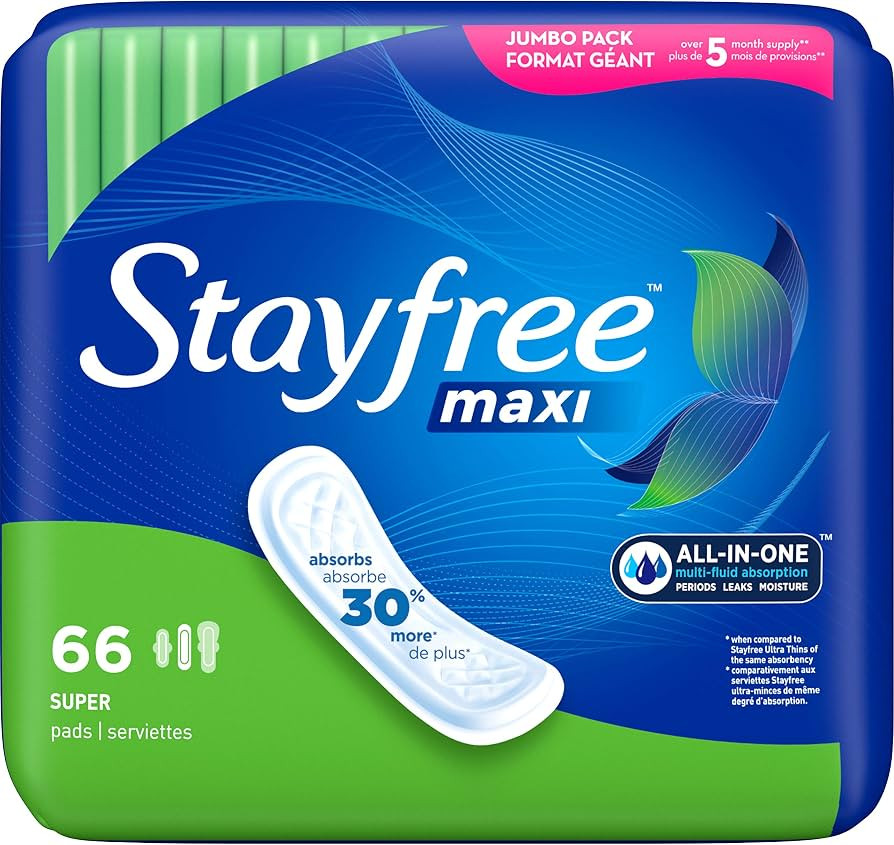 Stayfree Maxi Pads for Women, Super - 66 Count | Amazon (US)