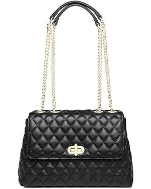 ER.Roulour Quilted Crossbody Bags for Women, Trendy Roomy Shoulder Handbags with Flap Gold Hardwa... | Amazon (US)