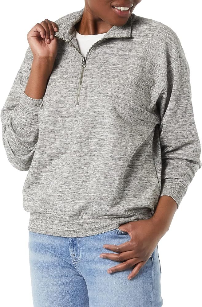 Daily Ritual Women's Terry Cotton & Modal Quarter-Zip Sweatshirt and Crop Jogger Oversized-fit Set | Amazon (US)