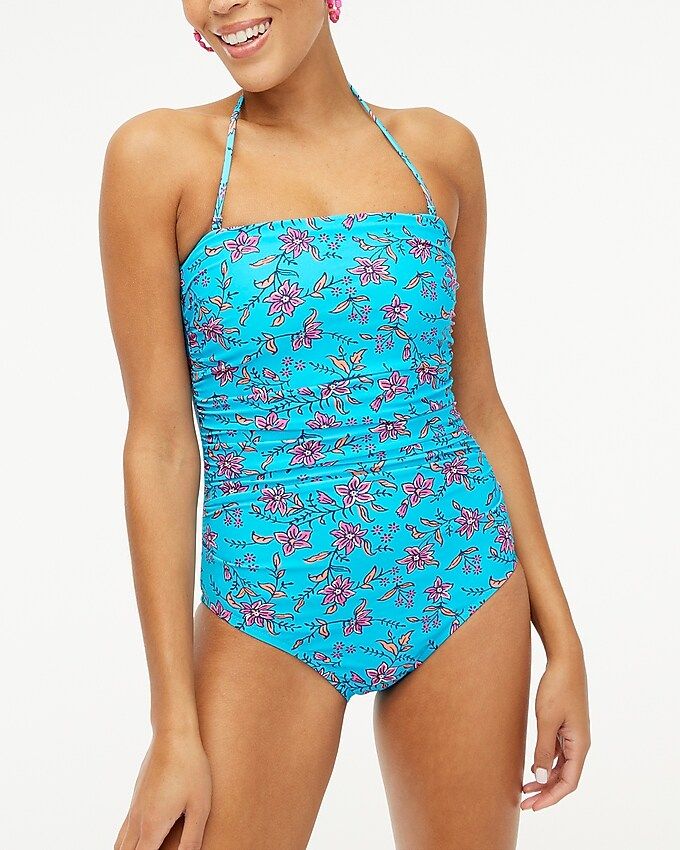 Floral strapless one-piece swimsuit | J.Crew Factory