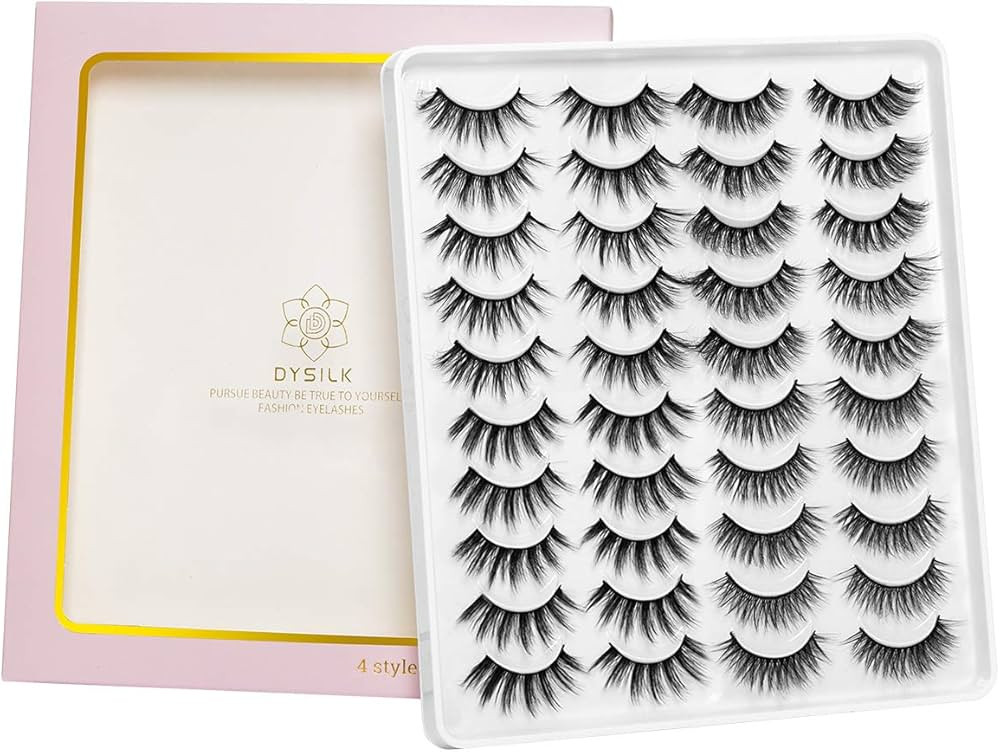 DYSILK Lashes False Eyelashes - 20 Pairs 6D 4 Styles Mixed Lashes Pestañas Postizas Naturales Fa... | Amazon (US)