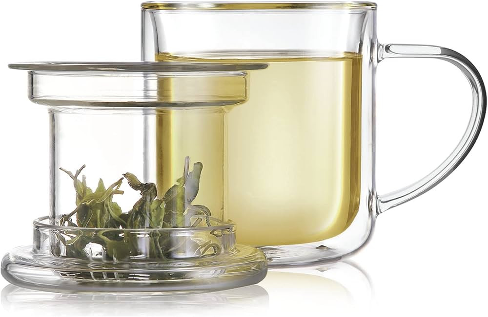 Teabloom Heatproof and Insulated Borosilicate Glass Tea Cup with Glass Infuser for Loose Tea - We... | Amazon (US)