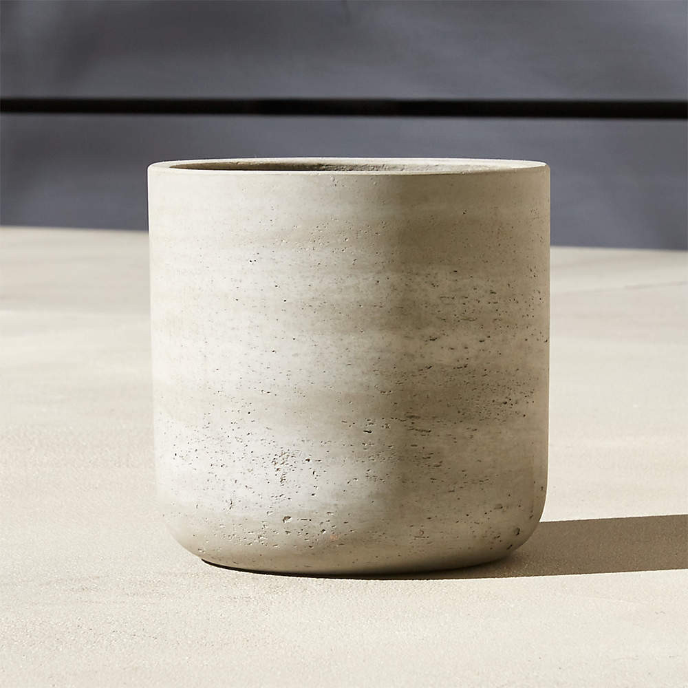 Seminyak Taupe Indoor/Outdoor Modern Cement Planters | CB2 | CB2