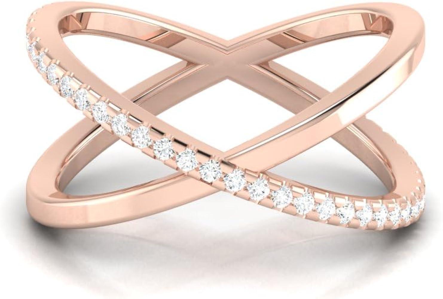 GEMHUB Bridal Anniversary Ring Lab Created G VS1 Diamond Round Half Eternity 0. Carat 14k Rose Go... | Amazon (US)