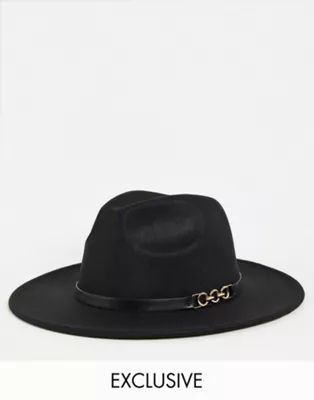My Accessories London Exclusive black fedora with buckle detail | ASOS UK