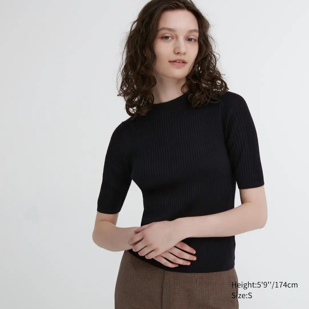 Pull Côtelé à Col Montant en Laine Mérinos Extra Fine | Uniqlo FR