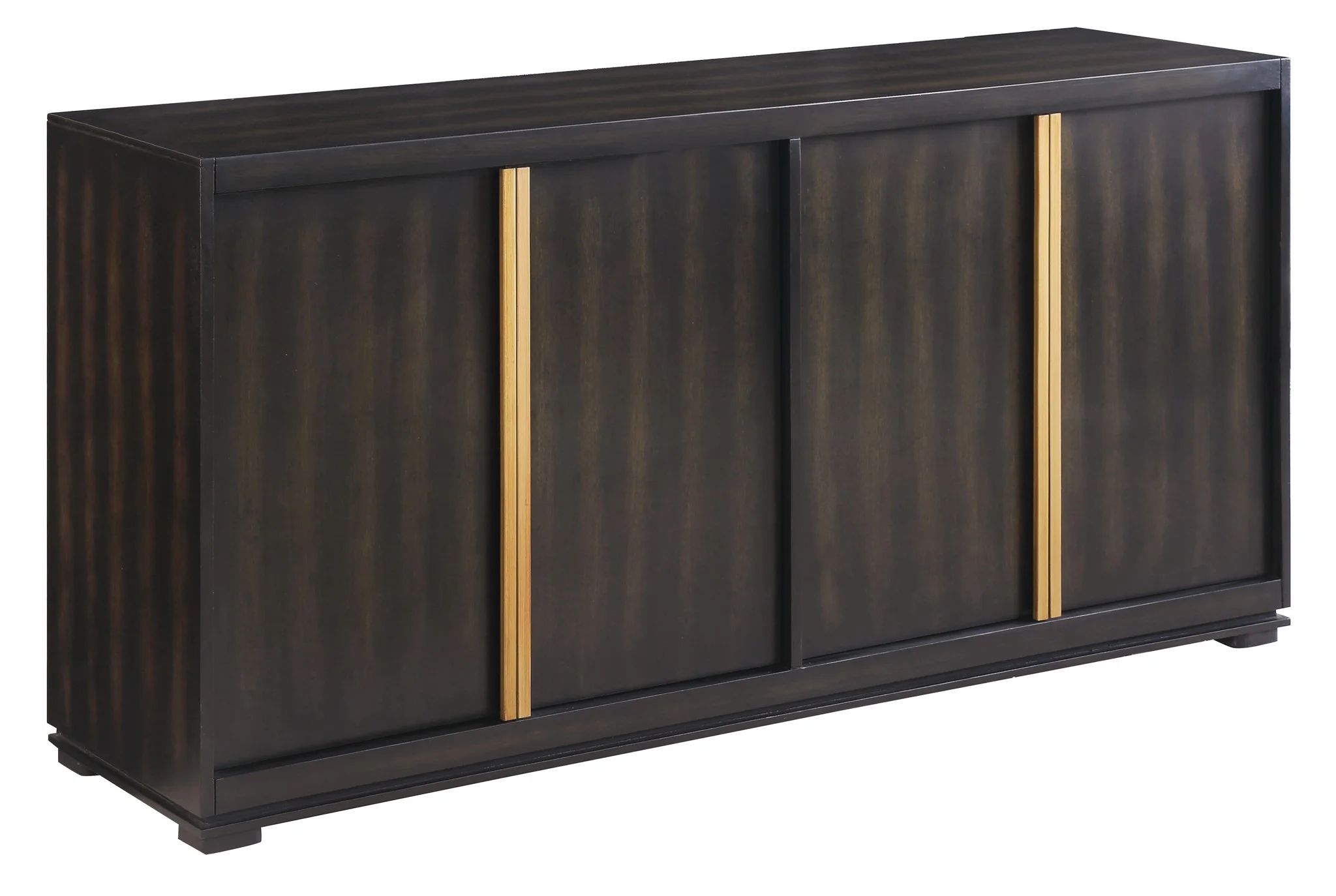 Empire 4 Door Sideboard with Burnished Brass Hardware in Rich Jacobean Finish | Walmart (US)