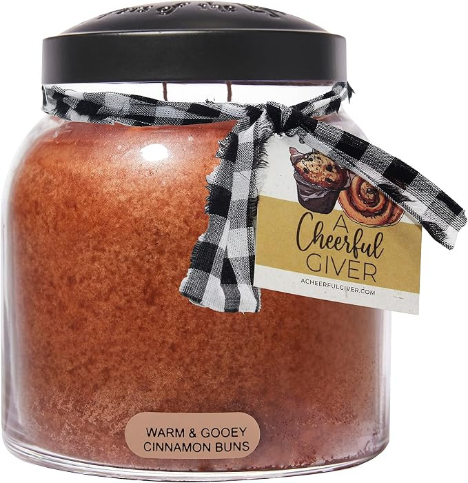 A Cheerful Giver - Warm & Gooey Cinnamon Buns Papa Scented Glass Jar Candle (34oz) with Lid & Tru... | Amazon (US)