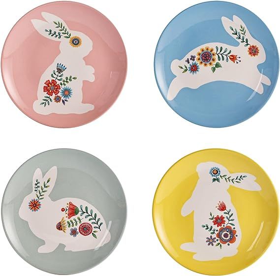 Bico Vintage Floral Bunny Ceramic Salad Plates, 8.75 inch, Set of 4, for Salad, Appetizer, Microw... | Amazon (US)