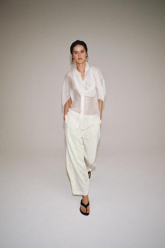 Zara - Zw Collection Barrel Trousers - Ink Blue - M - Woman | Zara AU