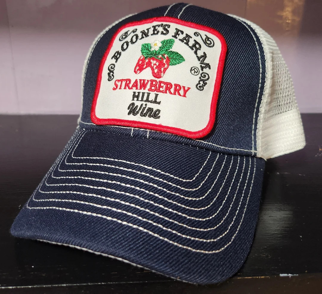 Trending Retro Boone's Farm Strawberry Hill Truckers Hat Snapback Mesh Cap Vintage Square Patch W... | Etsy (US)