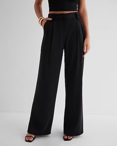 Stylist High Waisted Pleated Wide Leg Pant | Express