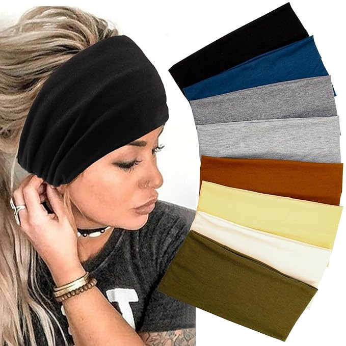 Yeshan Wide Headbands For Women Stretch Boho Head Bands Large Turban Sweatbands Workout Yoga Runn... | Amazon (US)