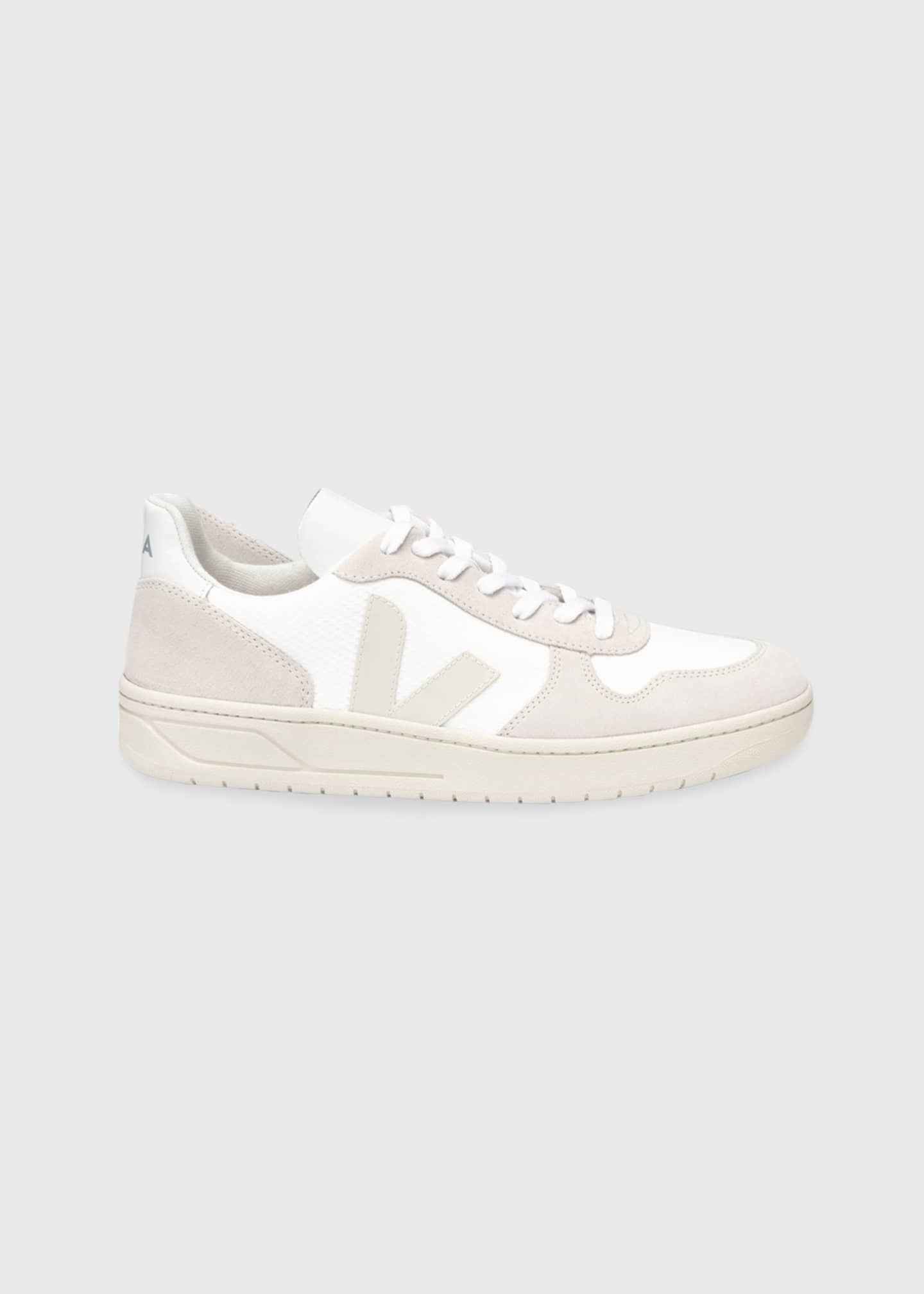 VEJA V-10 Mixed Leather Low-Top Court Sneakers | Bergdorf Goodman