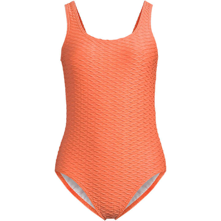 Women's Chlorine Resistant Texture High Leg Soft Cup Tugless Sporty One Piece Swimsuit | Lands' End (US)