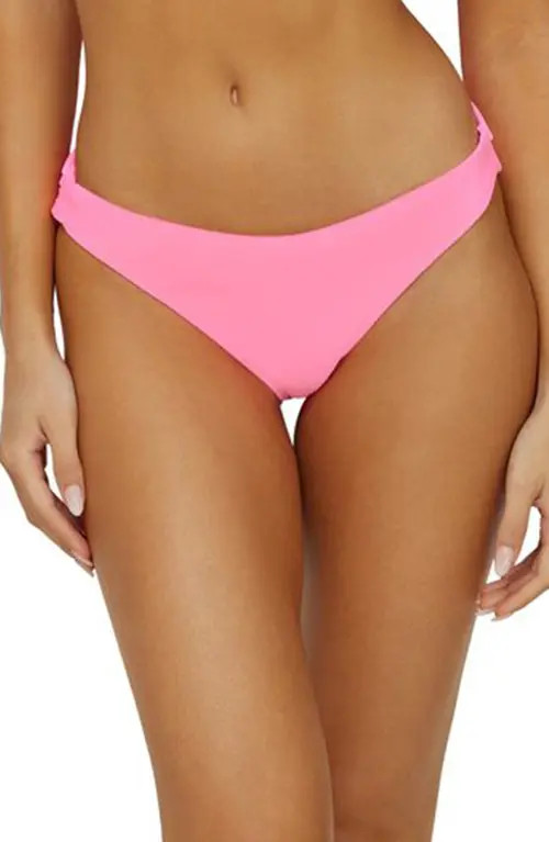 PQ SWIM Ruched Bikini Bottoms in Vivid Pink at Nordstrom, Size Small | Nordstrom
