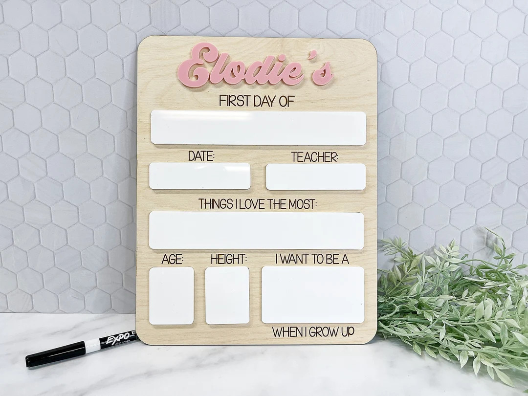 Back to School Sign First Day of School Sign Personalized Dry Erase 1st Day of School Sign Custom... | Etsy (US)