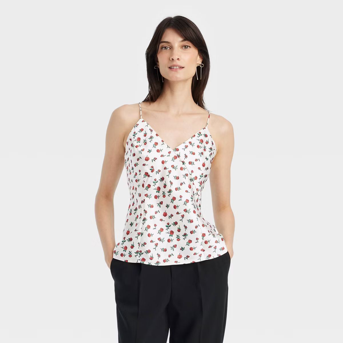 Women's Slim Fit V-Neck Satin Cami Blouse - A New Day™ | Target