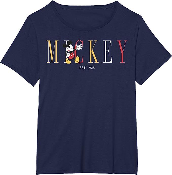 Disney mens Classic Disney Mickey And Friends Mickey Mouse Est 1928 Simple Text T Shirt, Blue, Sm... | Amazon (US)
