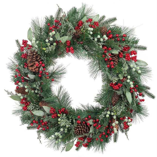 Holiday Living 30-in Indoor Green Pine Artificial Christmas Wreath | Lowe's
