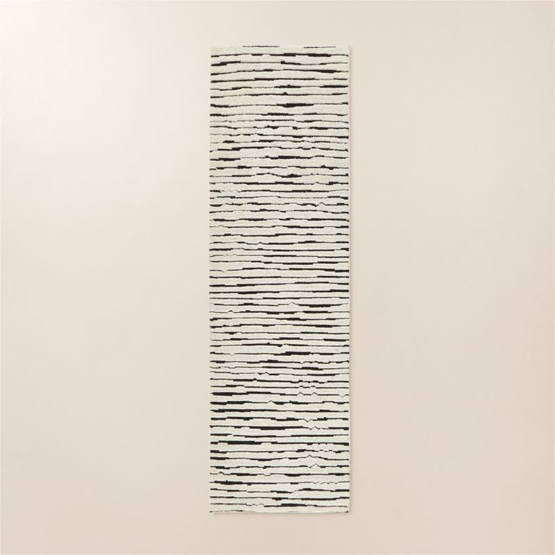 Levi Hand-Knotted Black and White New Zealand Wool Runner Rug 2.5'x8' + Reviews | CB2 | CB2