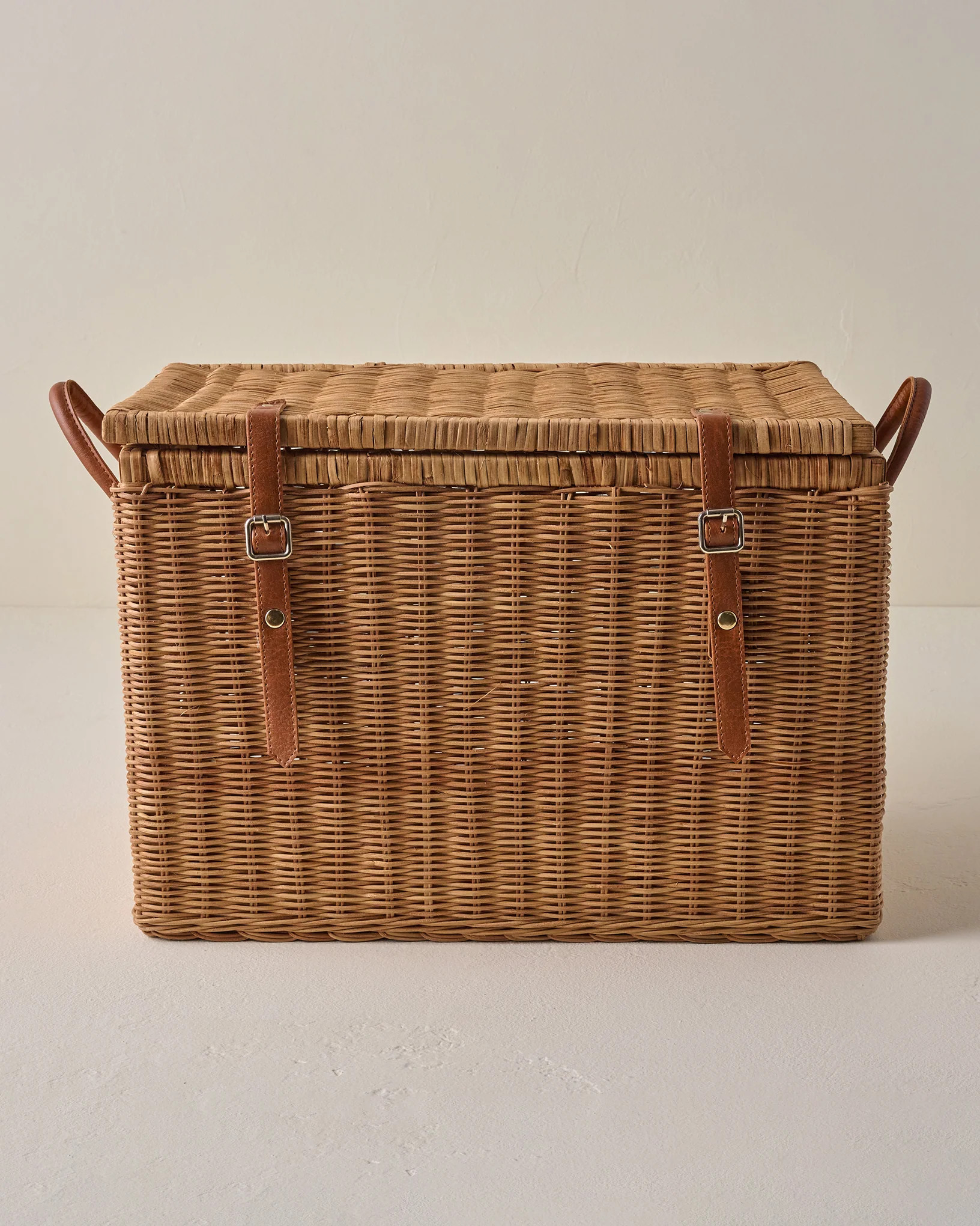 Reid Woven Storage Trunk with Leather Handles | Magnolia