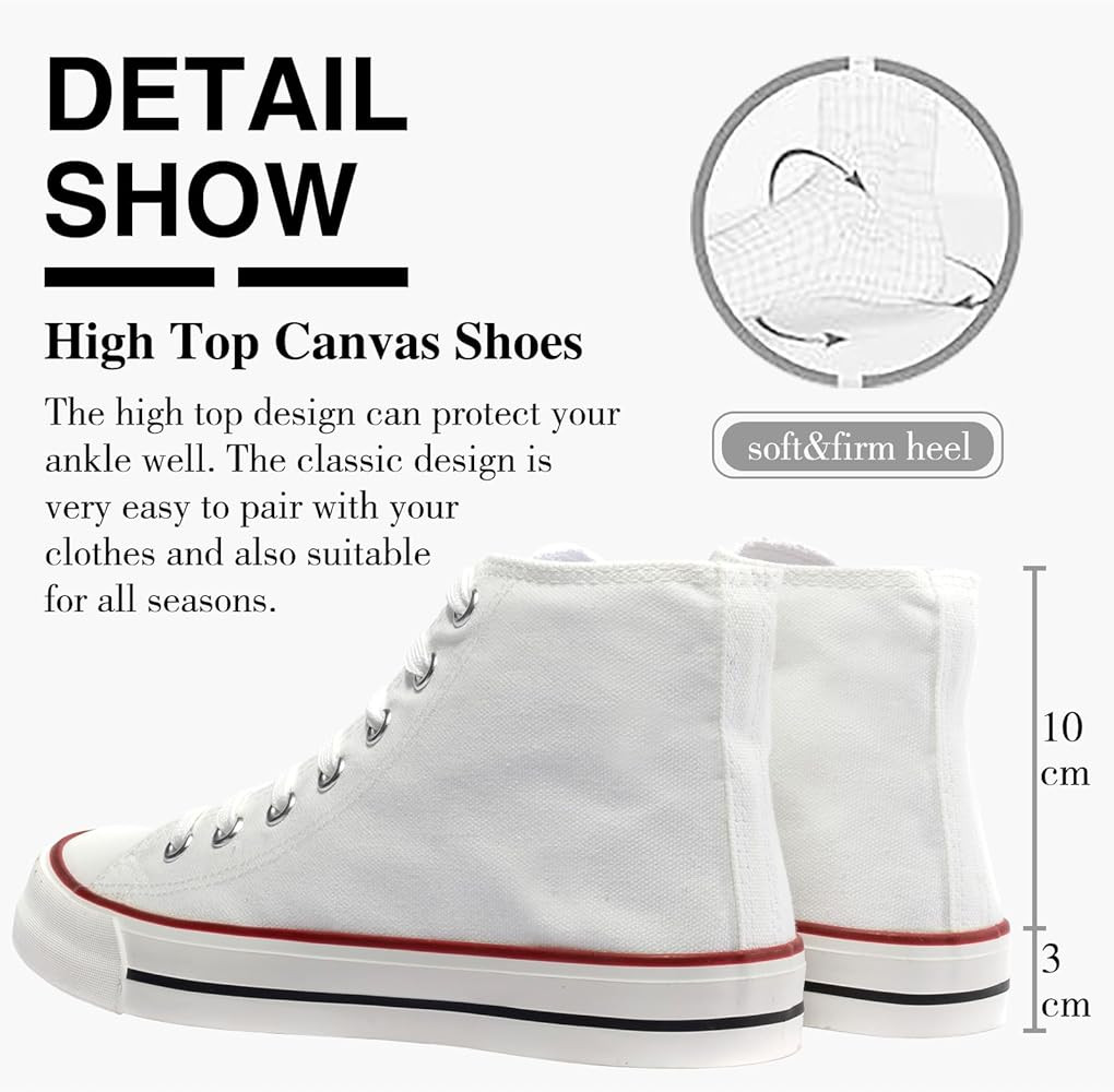 Womens Canvas Sneakers Low Top and High Top Canvas Shoes Lace-up Classic Casual Shoes Comfortable... | Amazon (US)